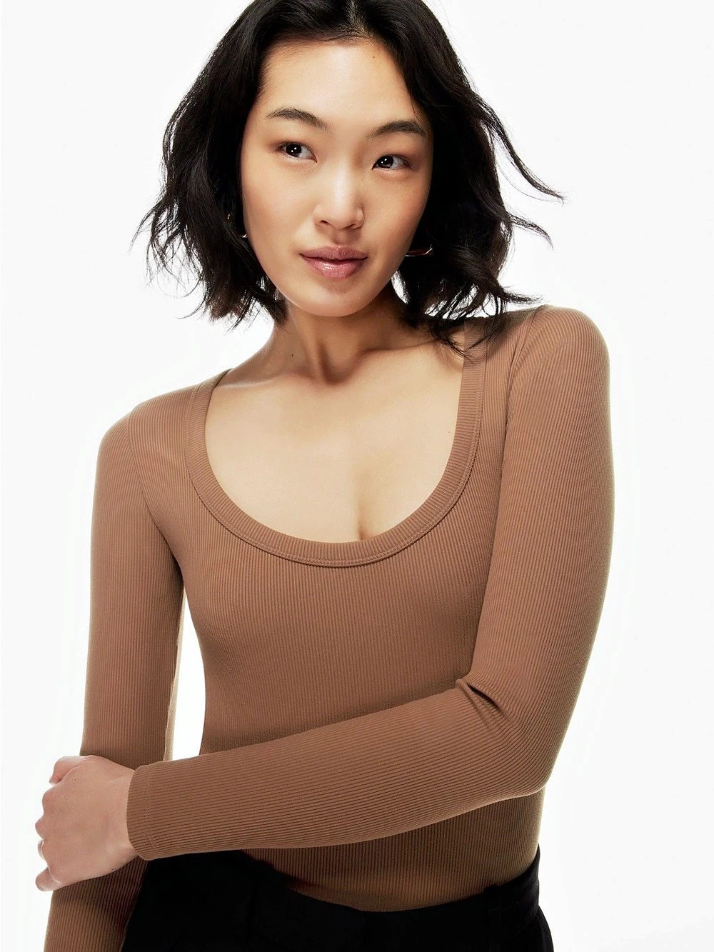 ARITZIA Babaton Formarib Scoopneck Longsleeve Bodysuit | SIZE 2XS